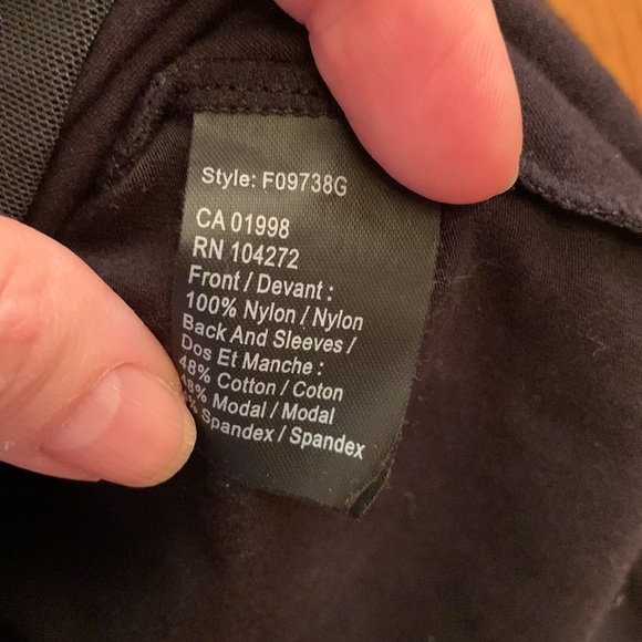 Spanner LARGE black v neck stretch LS tee shirt top blue mesh artsy design EUC - Picture 4 of 5